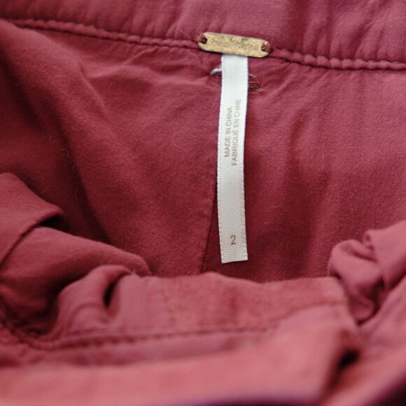 Free People Faux Suede Crop Pants Queen Pomegranate Sz 2 *MISSING BELT* - Picture 6 of 16